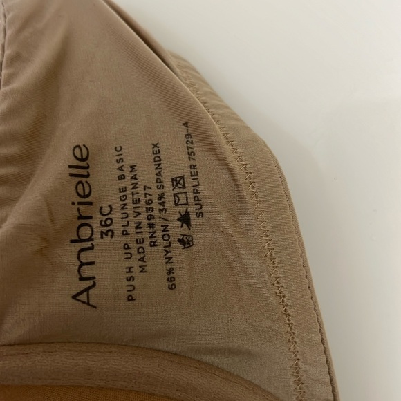 Ambrielle Push up Plunge Bra, size: 36c color: Tan - Picture 2 of 5